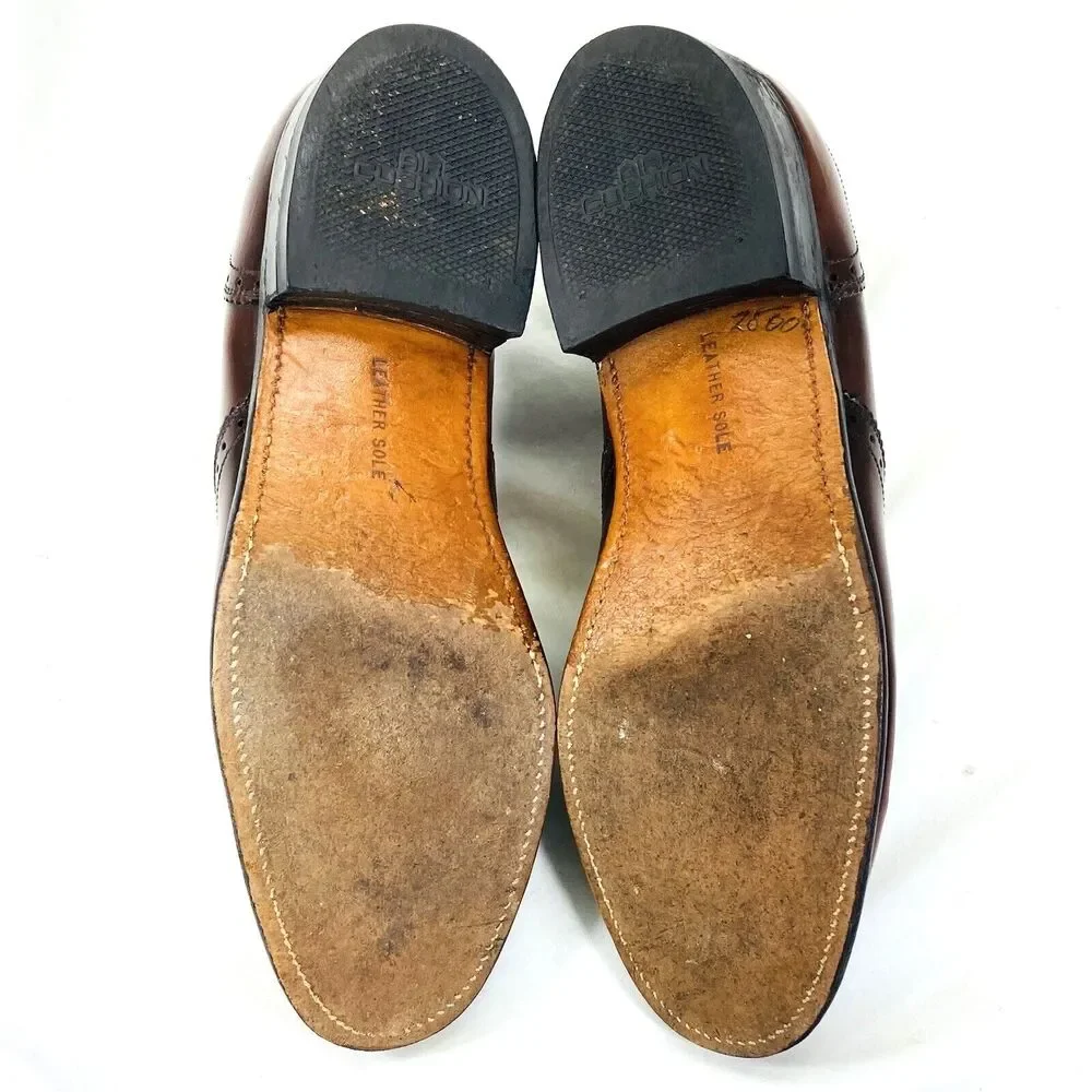 Weyenberg Massagic Vintage Wingtip Shoes 8 Brogue Derby Brown Leather 442881